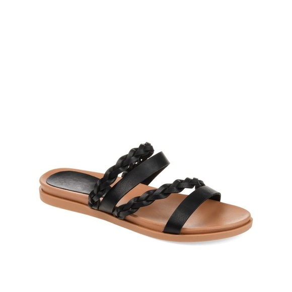 Journee Collection Shoes - Journee Collection Womens Black Espadrille Sandals Slide Slip On Shoes Size 10
